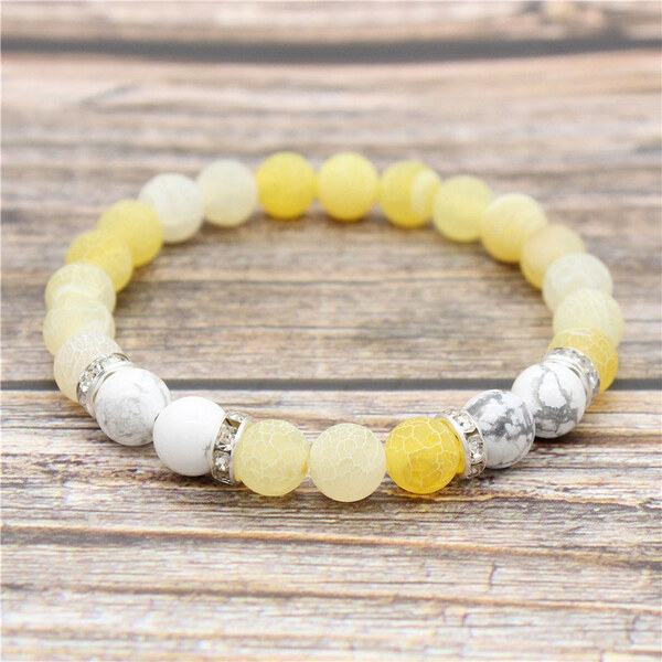 BudNej Minerálny náramok LAURA z achátu a howlitu MN1027 35941915