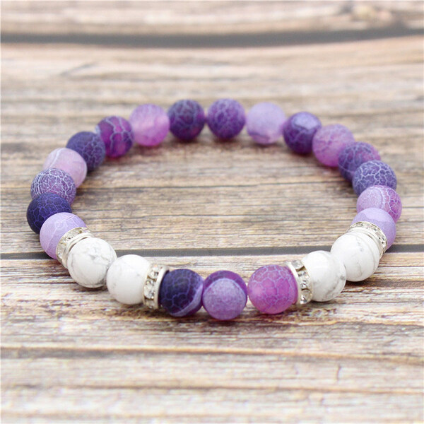 BudNej Minerálny náramok LAURA z achátu a howlitu MN1028 35941916