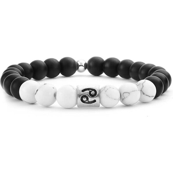 BudNej Minerálny náramok v znamení RAK z howlitu a onyxu MN1805 35941906