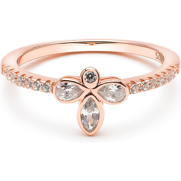 Emporial pozlátený strieborný prsteň Štvorlístok Rose gold 14k ružové 41542644