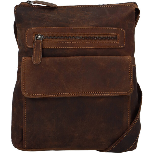 Pánska kožená crossbody taška hnedá - Greenwood Dafnes hnedá 64125144