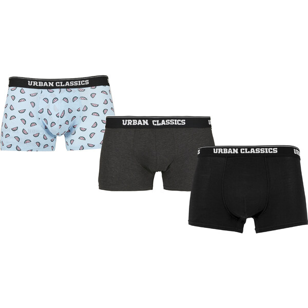 Urban Classics Mens 3-Pack Boxer Shorts Watermelon/Grey/Black 50662680
