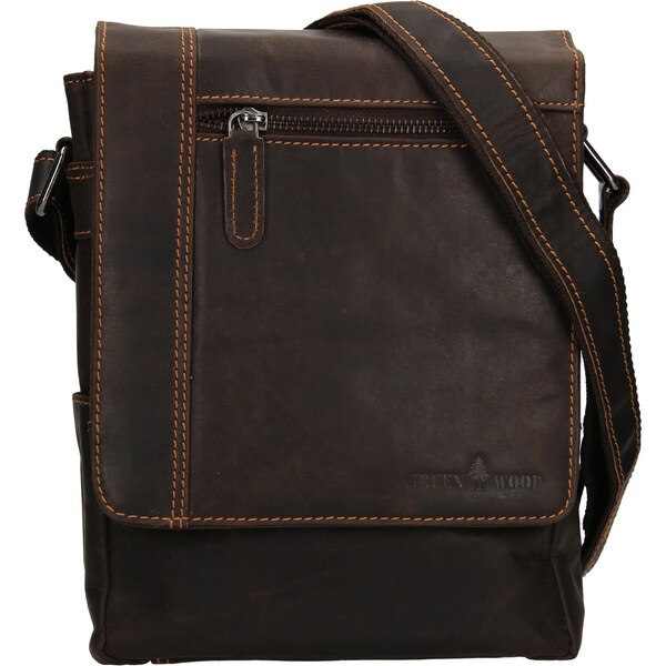 Pánska kožená taška cez rameno Greenwood Steen - tmavo hnedá 58453696