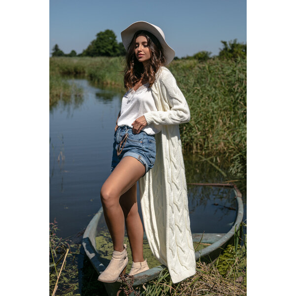 Glara Vlnený dlhý kardigan s kapucňou 20659246