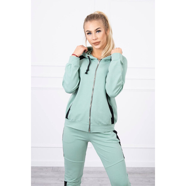 MladaModa Tepláková súprava s pruhmi model 67064 tmavá mentolová 66345658