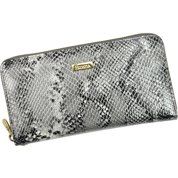 Patrizia Piu Veľká strieborná kožená vzorovaná peňaženka na zips 20701383
