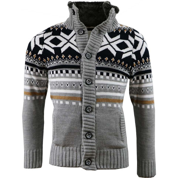 CARISMA sveter pánsky 7011 golier s kožušinkou zapínanie na gombíky 20767391