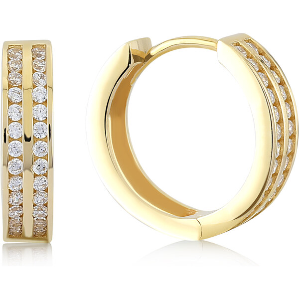 Lillian Vassago Zlaté náušnice krúžky so zorkónmi 1,4 cm LLV06-GER088 22759614