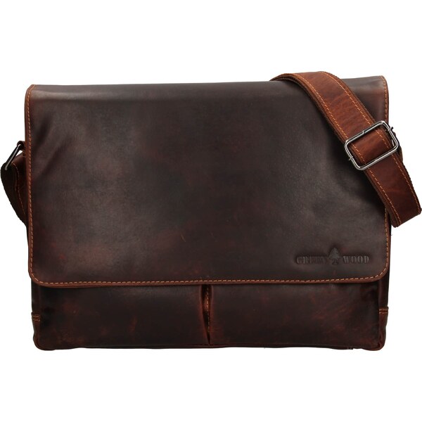Pánska kožená taška cez rameno Greenwood Jay - hnedá 20856698