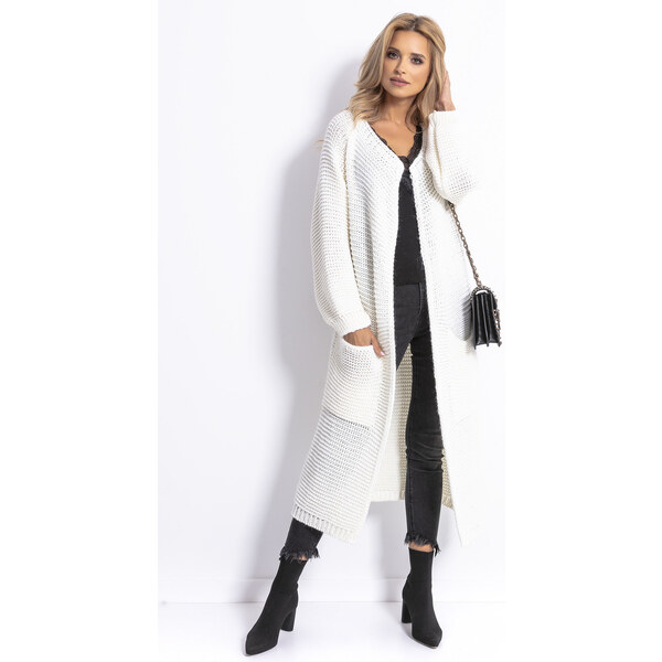 Glara Dlhý vlnený kardigan s vreckami 22142293