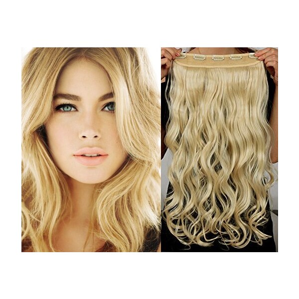 Clipinhair Clip in REMY vlasový pás 53cm vlnitý - najsvetlejšia blond 21057079