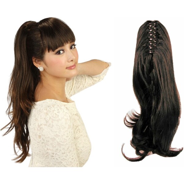 Clipinhair Clip in cop so štipcom vlnitý 60 cm - tmavo hnedý 21057204