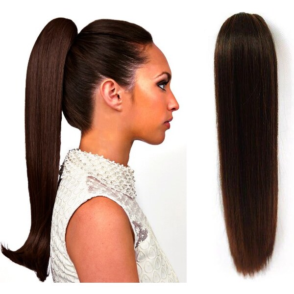 Clipinhair Clip in cop so štipcom rovný 60 cm - tmavo hnedý 21057208