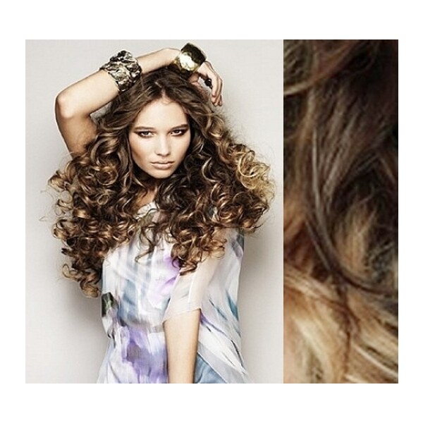 Clipinhair Clip in kučeravé vlasy 100% ľudské REMY 53 cm - tmavý melír 21057332