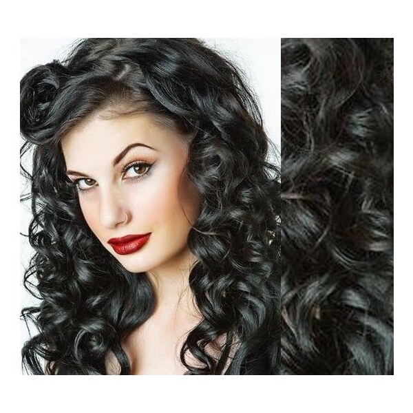 Clipinhair Clip in vlnité vlasy pravé ľudské REMY 53cm - čierna 21057350