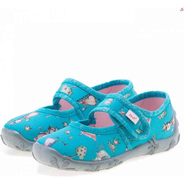 Domáca obuv EMEL 530-36AM Tyrkysová s princeznou 46771023