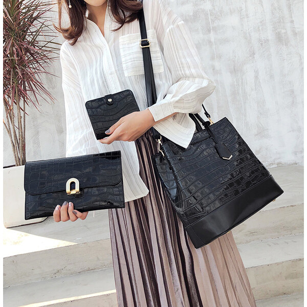 NewBerry style Dámsky set kabeliek kroko 3v1 čierna 5093 21163364