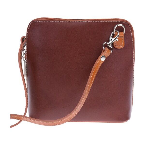 Hnedá kožená talianska crossbody kabelka Grana Marrone Scura Camel 21174031