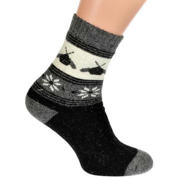 AURA.VIA Termo vlnené čierno-sivé ponožky W-TER 36443132