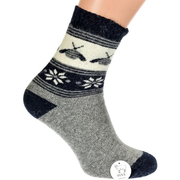 AURA.VIA Termo vlnené sivo-modré ponožky W-TER 36443133