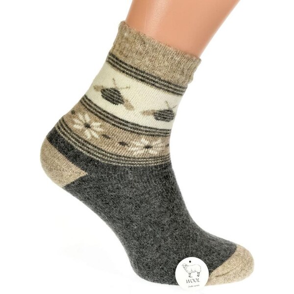 AURA.VIA Termo vlnené sivo-hnedé ponožky W-TER 60142430