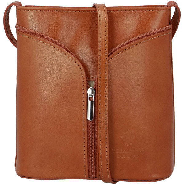 Dámska kožená crossbody kabelka koňakovo hnedá - ItalY Hallie koňak 43298217