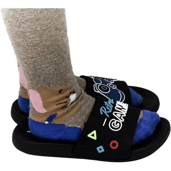 WINK Detské čierne šľapky GAME 21222734