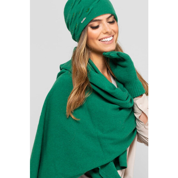 Kamea Zelený dámsky šál na zimu 01, Farba zelená 21231648