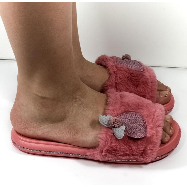 JOHN-C Dámske tmavo-ružové šľapky HEAR 21252054