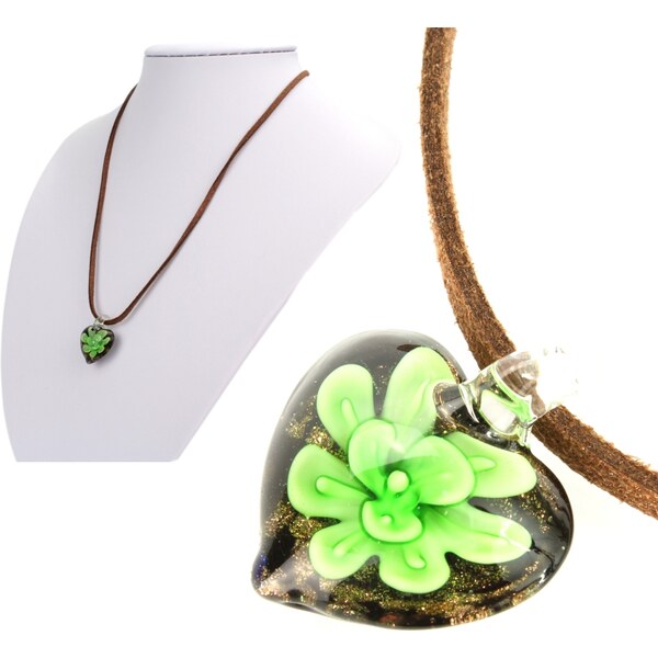 CITY STORM Náhrdelník srdiečko zelený kvet 66888887
