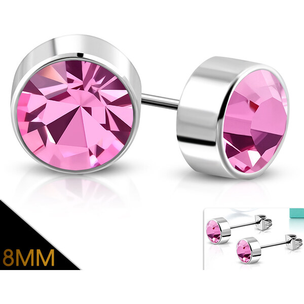 CITY STORM Napichovacie náušnice z chirurgickej ocele s ružovým očkom 66853609