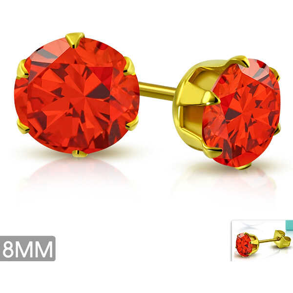 CITY STORM Náušnice dámskez ocele s oranžovým brúseným očkom - 8 mm 66853624