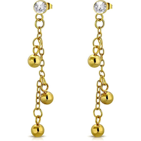 CITY STORM Náušnice retiazkové zlaté z chirurgickej ocele - Zoe 66853657