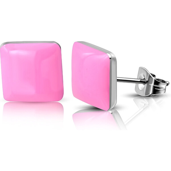 CITY STORM Náušnice z chirurgickej ocele štvorcové ružové 66853769