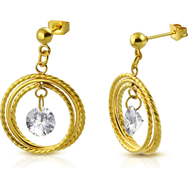 CITY STORM Náušnice z chirurgickej ocele kruhove s očkom - zlaté 66853724