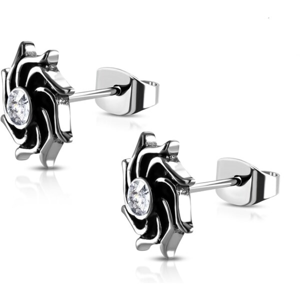 CITY STORM Náušnice z chirurgickej ocele vintage kvietok s čírim očkom 66853780