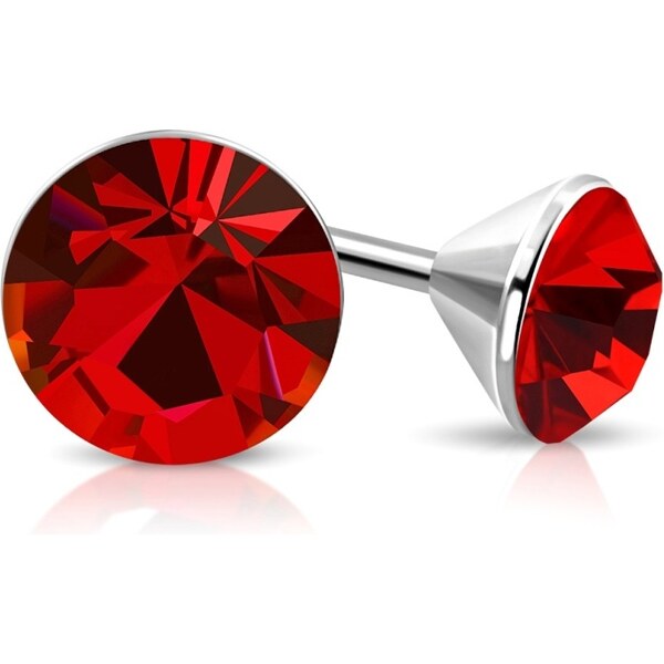 CITY STORM Náušnice z chirurgickej ocele s brúseným červeným očkom - 66853742