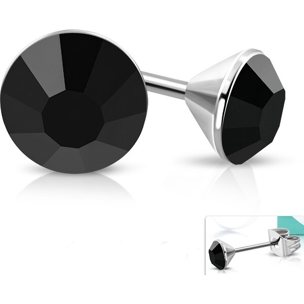 CITY STORM Náušnice z chirurgickej ocele s čiernym očkom 6 mm -Dubaii 66853743