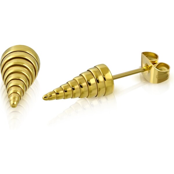 CITY STORM Náušnice z chirurgickej ocele tvar vrúbkované zlaté ostne 66853771