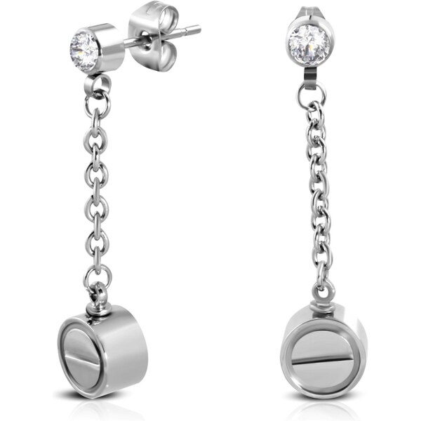 CITY STORM Náušnice z chirurgickej ocele visiace strieborné - Rosaria 66853781