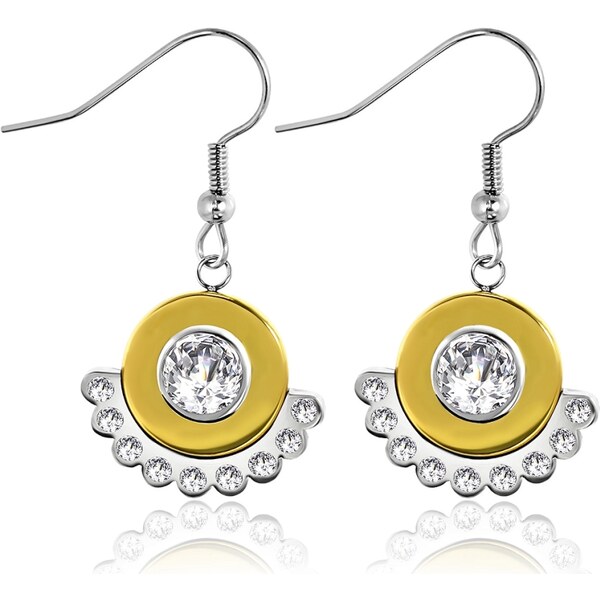 CITY STORM Náušnice oceľové visiace v kombinácii striebornej a zlatej 66853637