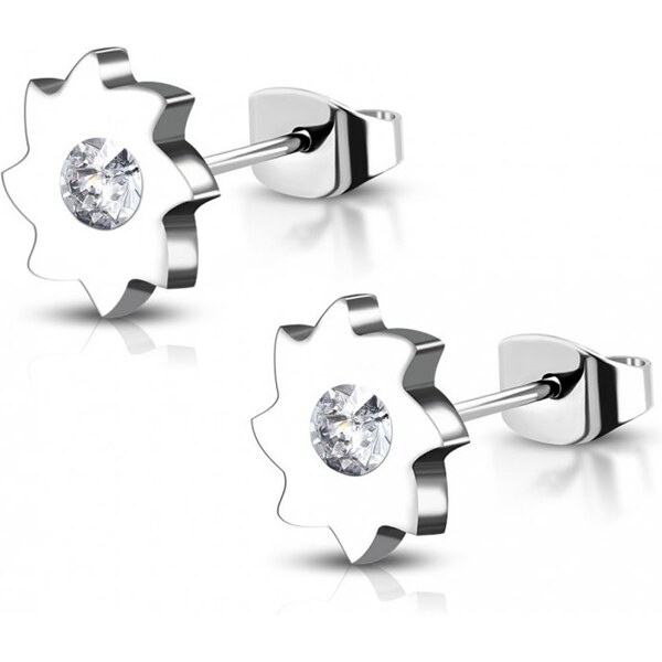 CITY STORM Náušnice z chirurgickej ocele kvietok s čírym očkom - 66853726