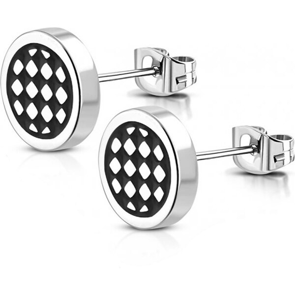 CITY STORM Náušnice z chirurgickej ocele 8 mm čierno-strieborný motív 66853701