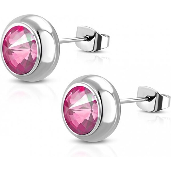 CITY STORM Náušnice puzetové z chirurgickej ocele s ružovým očkom 6 mm 66853656
