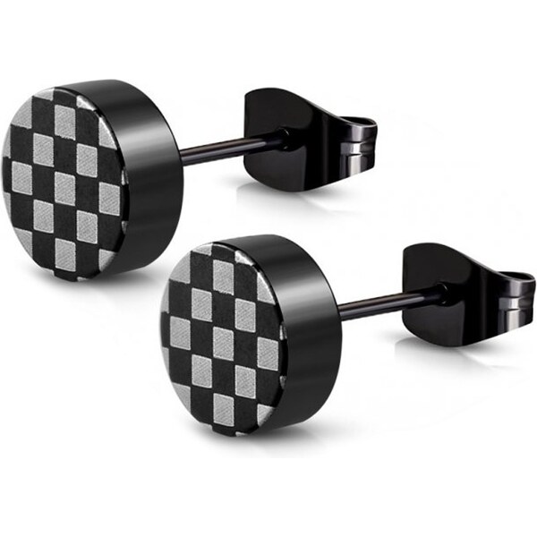 CITY STORM Náušnice z chirurgickej ocele 6 mm čierno-strieborný motív 66853700