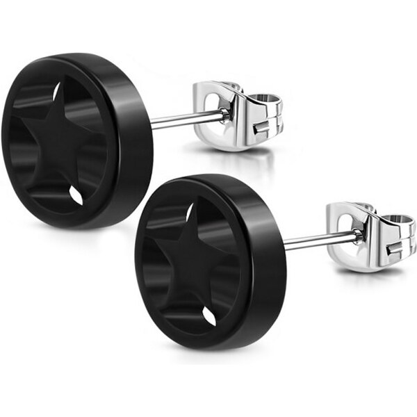 CITY STORM Náušnice hviezdičky z chirurgickej ocele - Black star 66853626