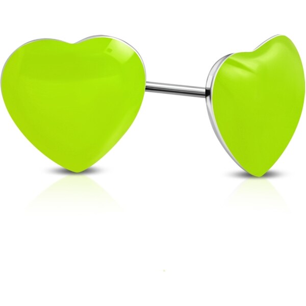 CITY STORM Náušnice srdiečka z chirurgickej ocele Summer Love - zelené 66853680