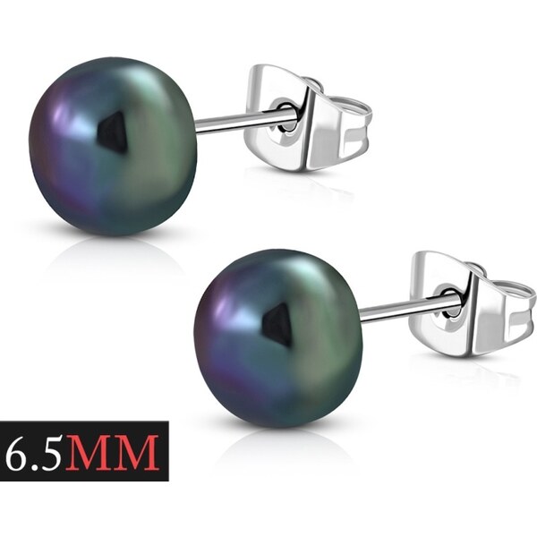 CITY STORM Náušnice perličky zeleno-fialové Erin II. - 6,5 mm 66853650