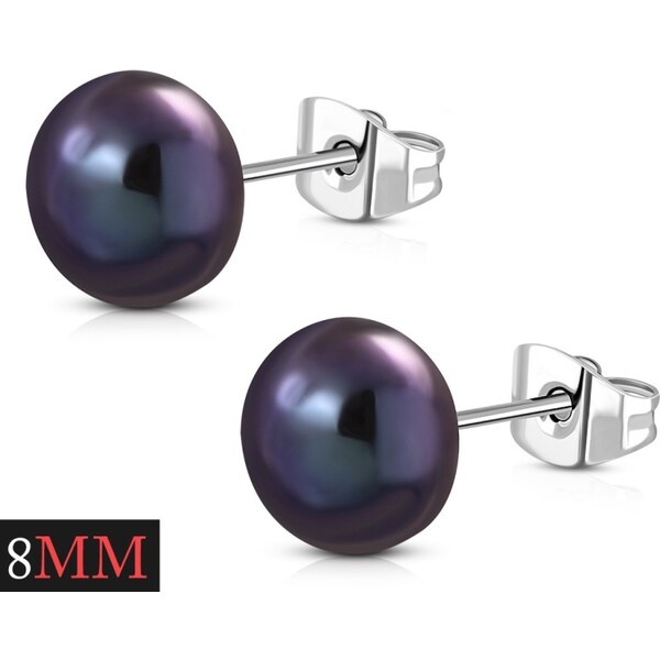 CITY STORM Náušnice perličky zeleno-fialové Erin III. - 8 mm 66853651