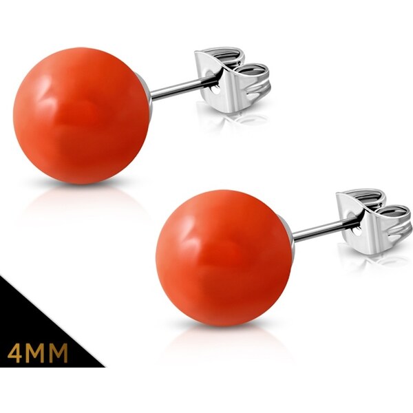 CITY STORM Dámske oceľové náušnice guličky červeno-oranžové - 4 mm 66853564
